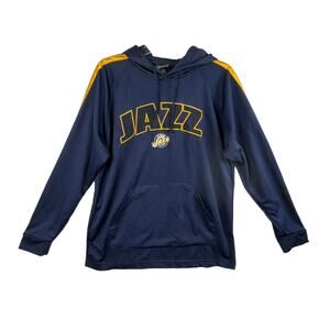 NBA Utah Jazz Mens Medium Navy Gold Pullover Hoodie Basketball Fanwear Team Flaw